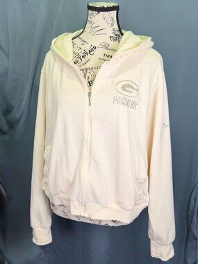 Nike Green Bay Packers Cropped Zip Hoodie Cream Size L NFL
